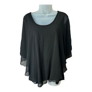 Adele & May Women’s Black Flutter Top with Embellishments Sz M